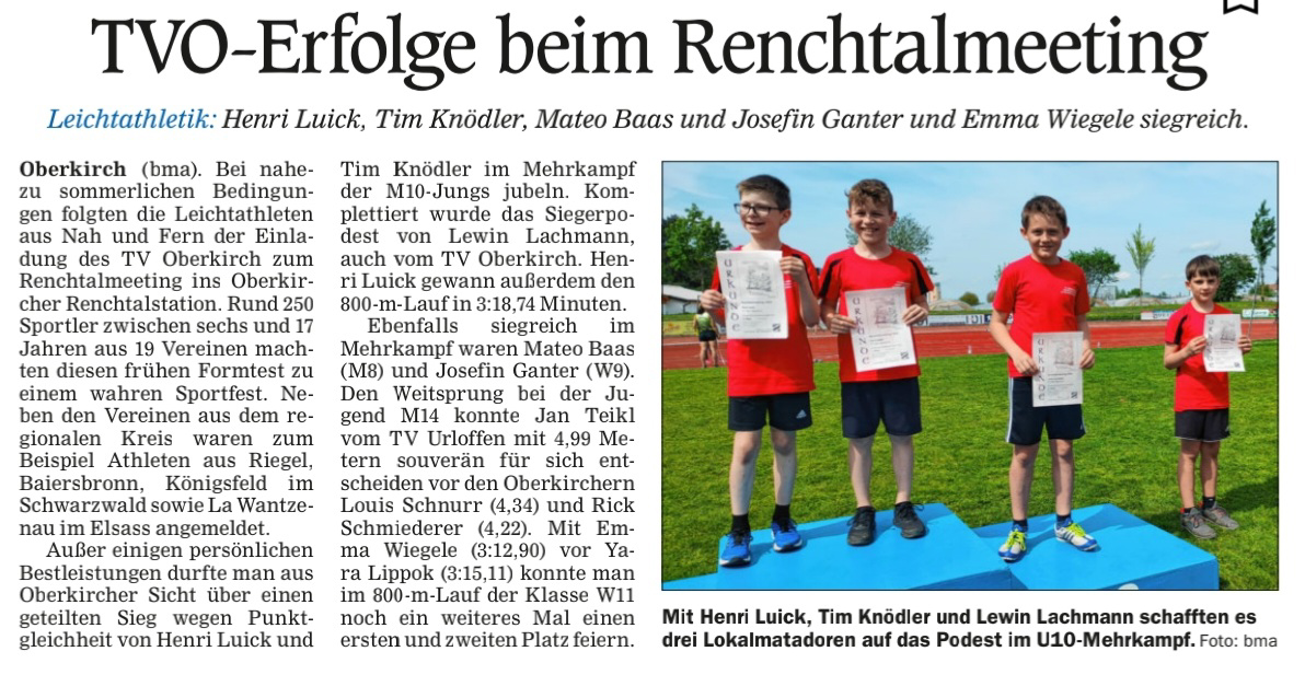 TV Oberkirch Erfolge Leichtathletik