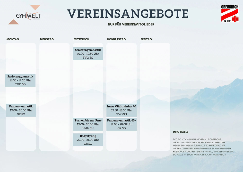 Vereinsangebot der GymnastikWelt des Turnvereins Oberkirch e. V.